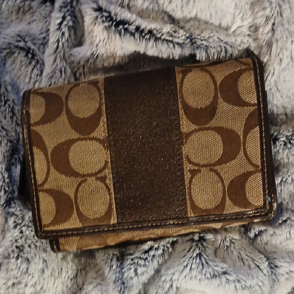 Coach Brown Monogram Pocket Wallet